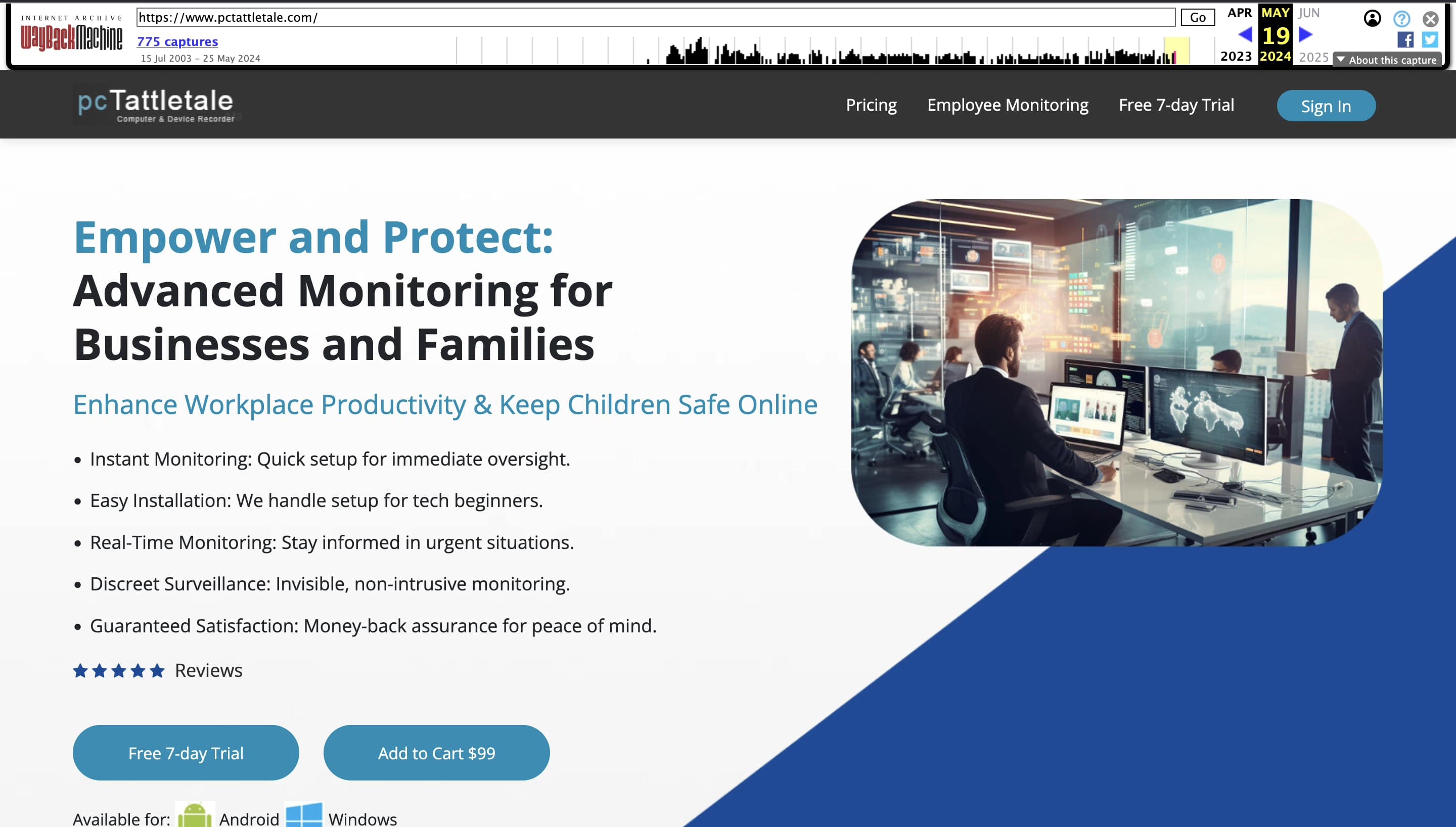 Pc Tattletale’s website, before its closing down